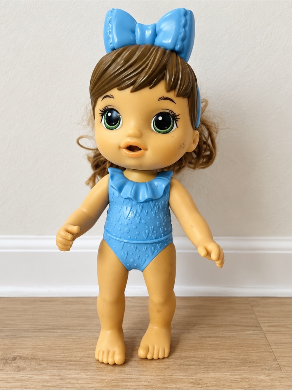 Hasbro Blue-Bow Baby Doll with Green Eyes